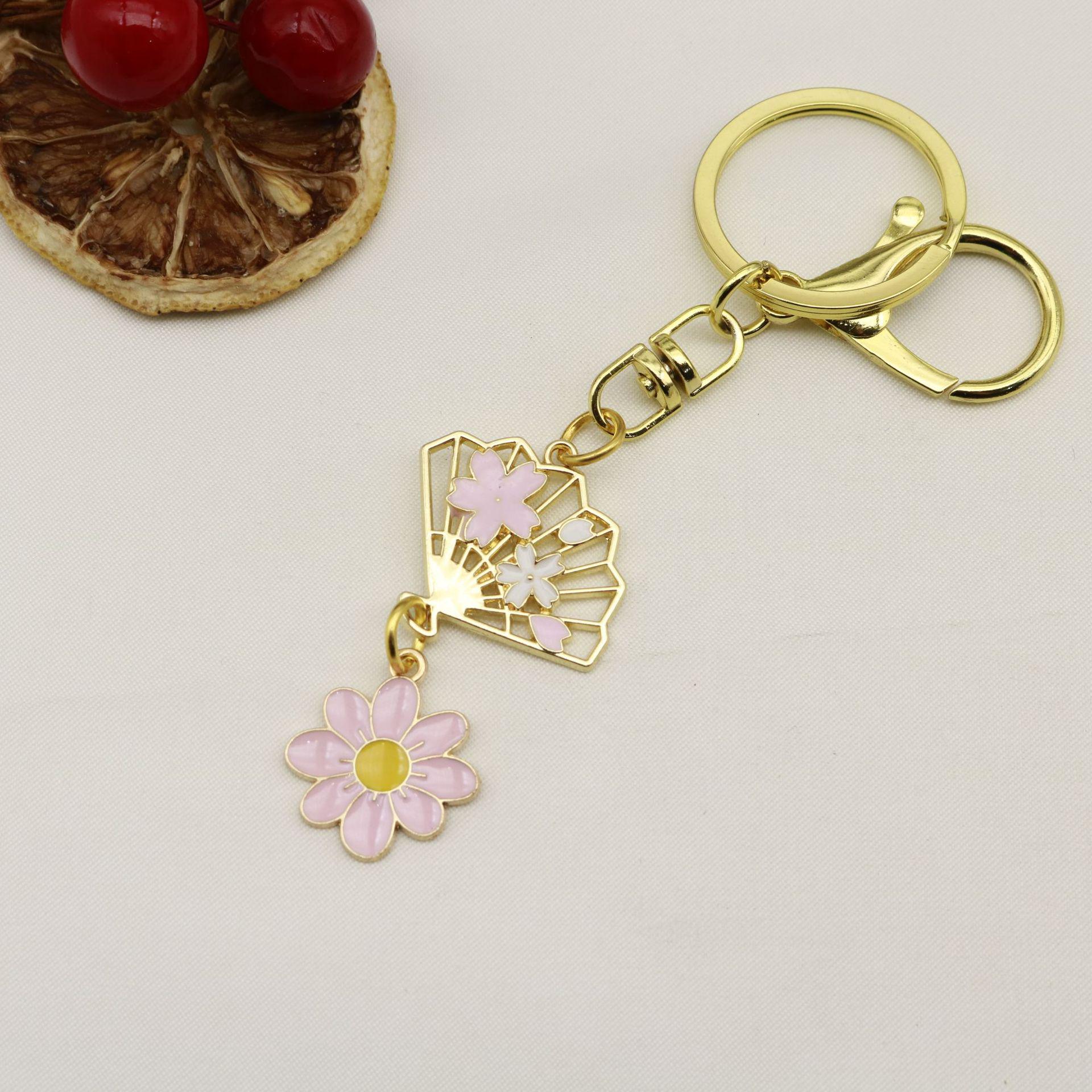 Cute Cartoon Rabbit and Flower Alloy Keychain Pendant