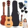 Suprimo Uk21 Conjunto Ukulele Soprano 21" Madeira Natural Capa 3 Palhetas Cordas Sobressalentes Afinador Conjunto Para Crianças Aprender a Tocar