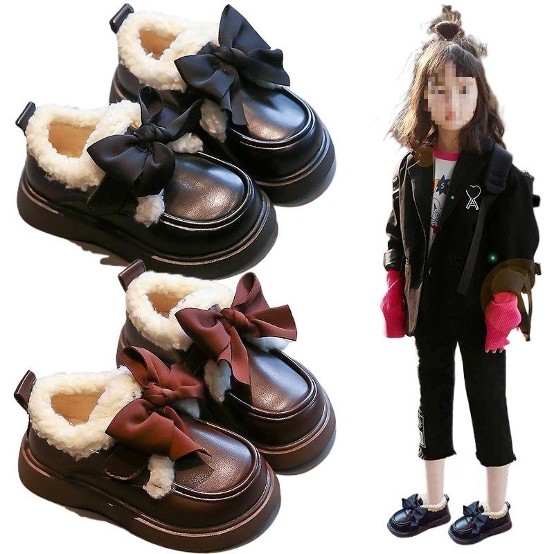 Girls' Shoes, Cotton Shoes, 2025 Autumn/winter New Children's Shoes, Fleece Thickened Snow Boots, Baby Winter Leather Shoes