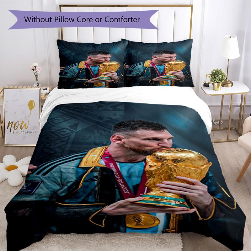 Messi Bedding Set Breathable Duvet Cover with Pillowcases Decorative Bed Linen for Bedroom Home Decoration Birthday Gift