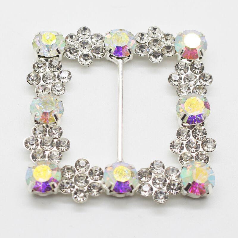 New 45X45MM 2Pcs Fashion Square Crystal Rhinestone Buckles Wedding Invitation Card Decoration DIY Hair Accessories
