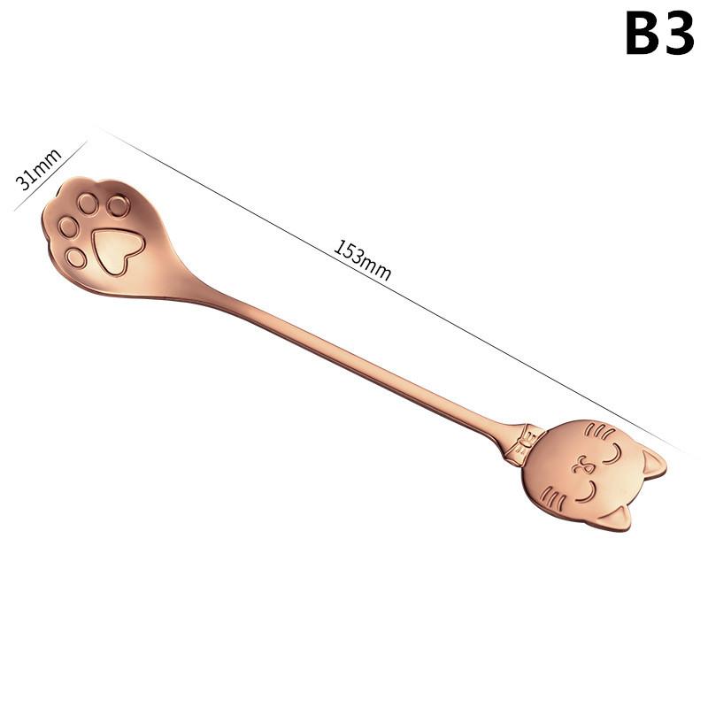 Colher de Mistura de Café em Aço Inoxidável Colher Criativa de Pata de Gato Colher de Chá para Sobremesa de Bolo de Sorvete Utensílios de Mesa Acessórios de Cozinha