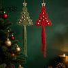 Christmas Tree Hanging Decorations Braided DIY Kit, Make 2 Cotton Rope Trees, Boho Knot Craft Handmade Ornament Making Kit Set with Wooden Beads