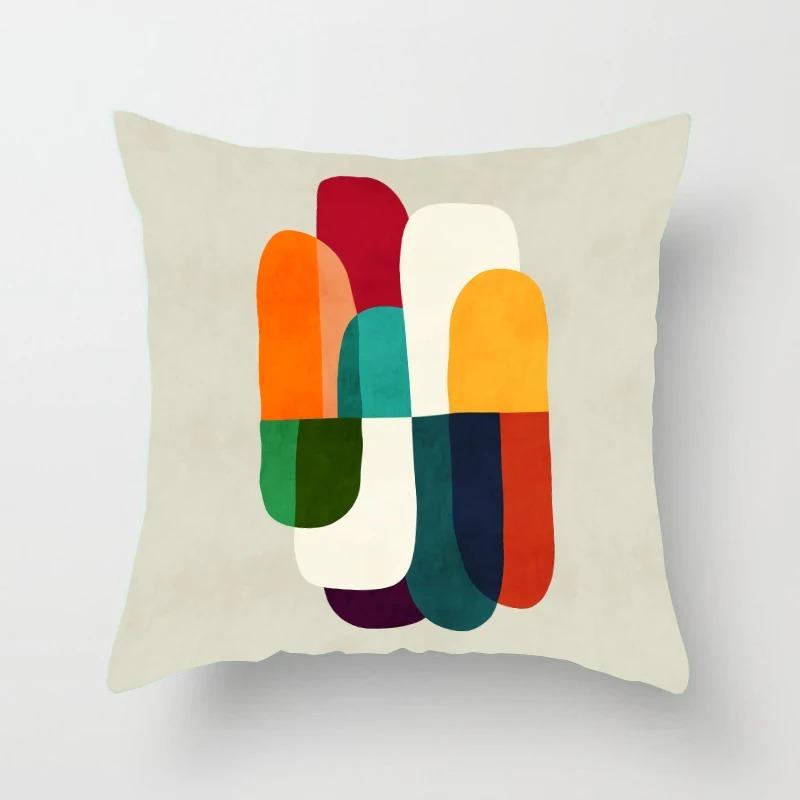 Creative Geometric Colorful Pattern Pillowcase Interior Decoration Office Living Room Home Pillowcase