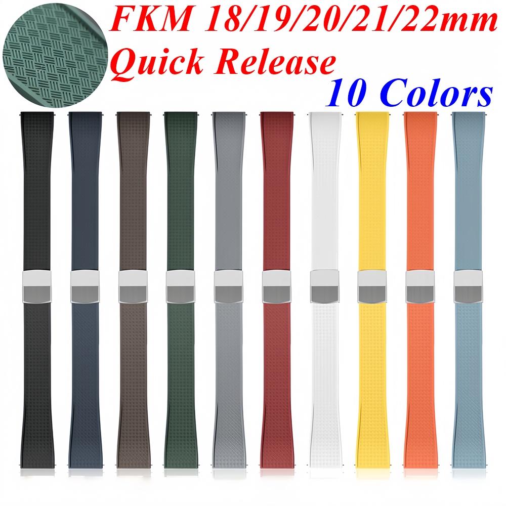 18/19/20/21/22mm Schnellwechsel FKM Fluorkautschuk Uhrenarmband Verstellbare Länge Mann Frau Band Faltschließe Universelles Armband