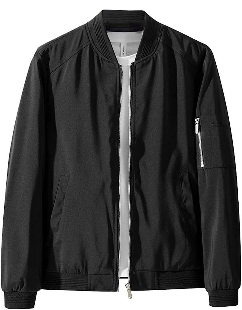 Military Lightweight Solid Plus Sizes Size M To Japanese Size D.IIZOO MA-1 Jacket, Men's Blouson, Zip-Up Jacket, Outerwear, Color, Thin, Casual,