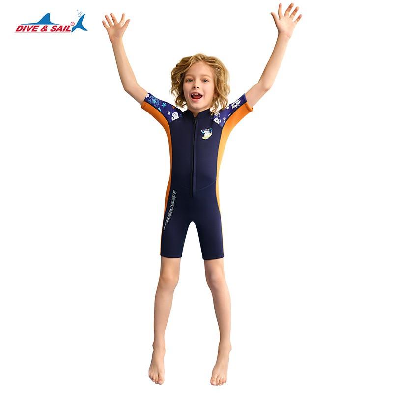 Kids 2.5mm Short Sleeve Wetsuit Snorkeling Swimming Surfing Chloroprene Neoprene Dive Suit Boys