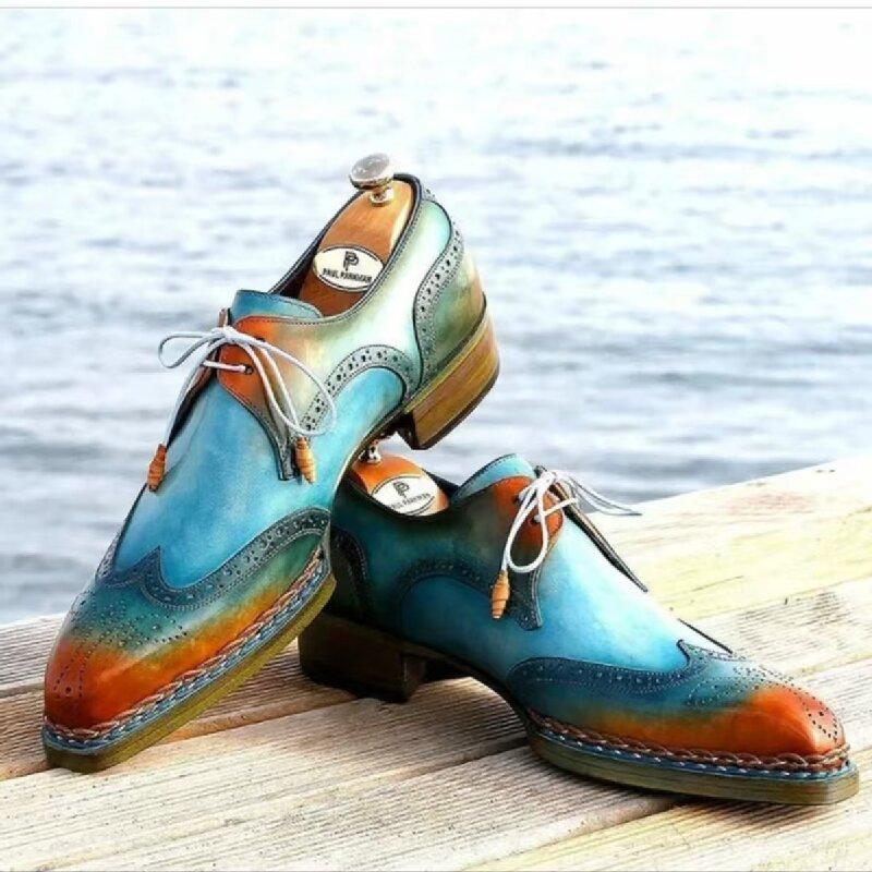 Fashion Size 38-48 Business Men Block Leather Shoes European Men Business Office Fashion Small Leather Shoes Gentlemen Social Shoes Men