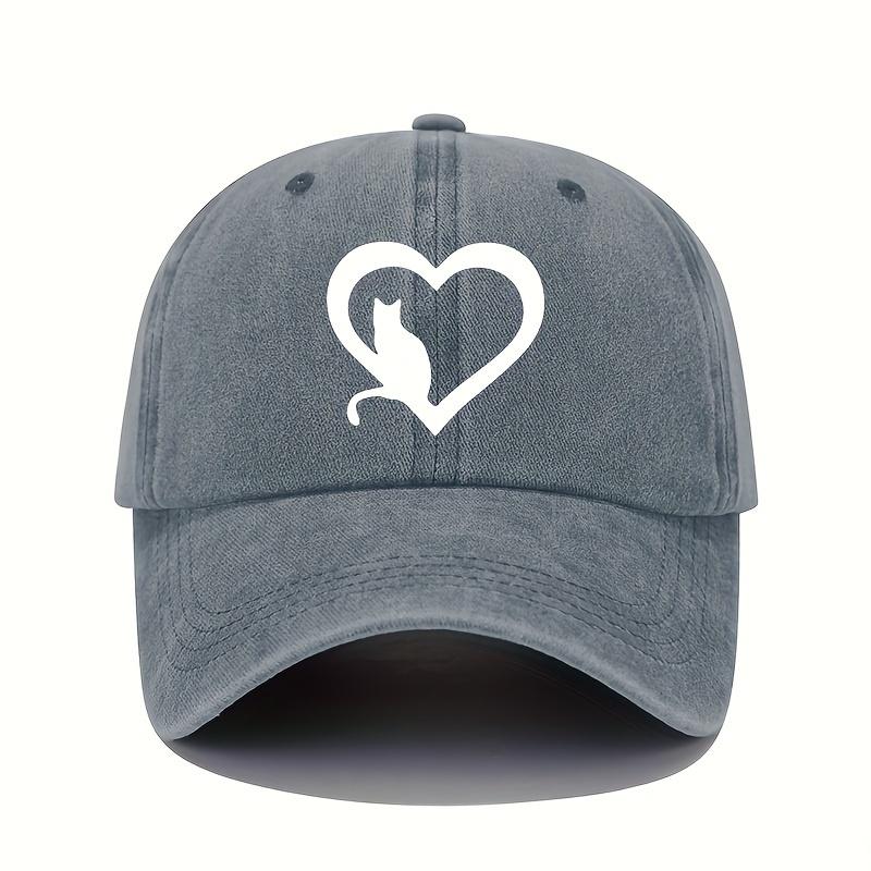 Kitten print baseball cap retro lightweight washed hat adjustable women's sun protection hat suitable for all seasons