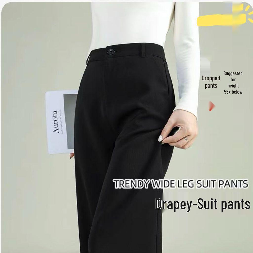 

Женские осенне-зимние 2025 черные прямые брюки от костюма широкого кроя с флисовой подкладкой XS 60-70 jin