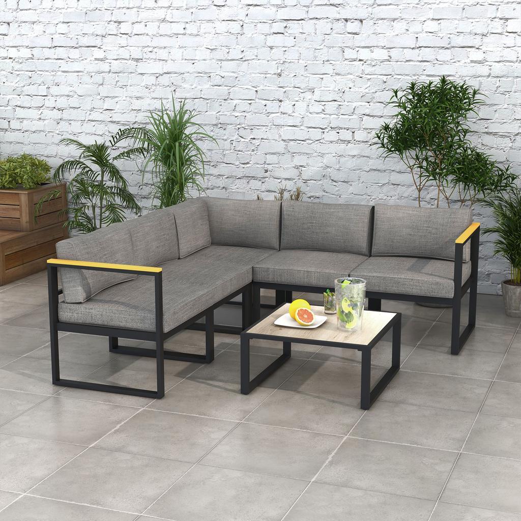 Venkovní rohová zahradní lounge sestava Moderní design 6 dílů pro 5 osob - hliníková, Skvělý komfort