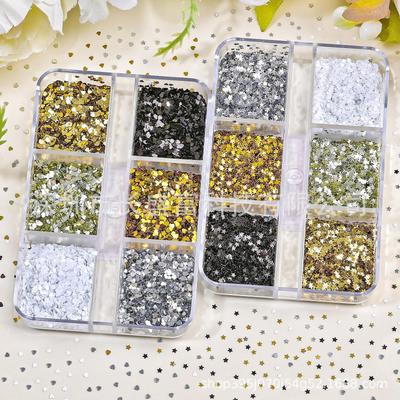 Mini Pailletten Zes-Vakjes Ster & Hart Nagellak Decoraties