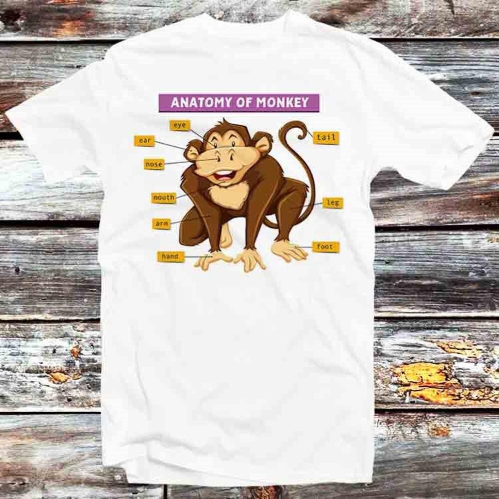 

Футболка 230GSM 100% хлопок Анатомия обезьяны футболка винтажная ретро крутой подарок мужская женская унисекс мультфильм аниме топ футболка B726 XS белый