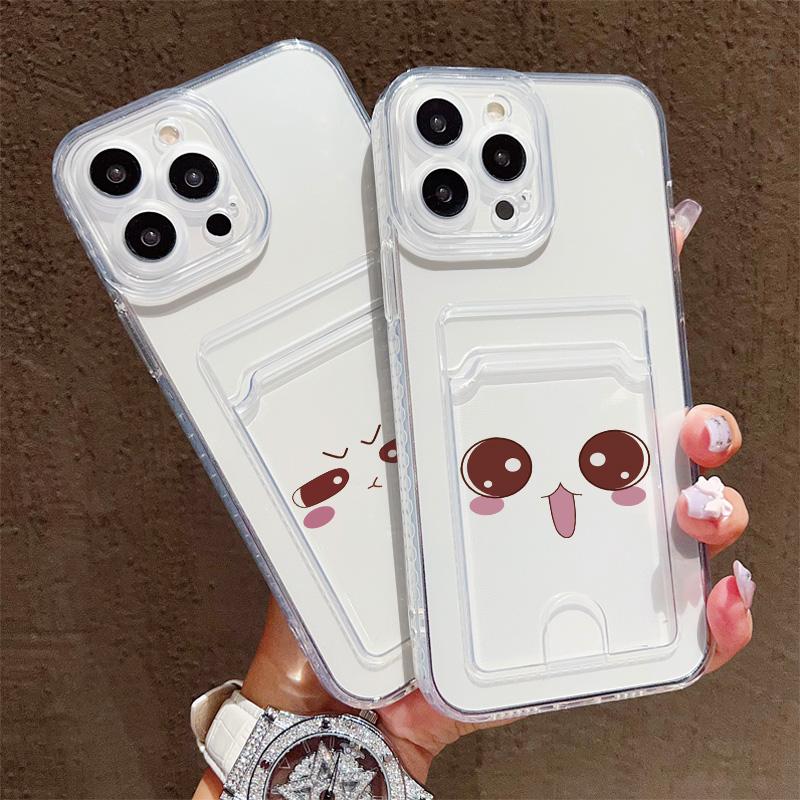 Kartenfach Halter Silikon Brieftasche Tasche Hülle Für Oppo Reno 14F 12F 13F iPhone 14 16 15 Redmi Note 12 13 Pro Samsung A54 A24 Hülle Transparent Handy Bumper