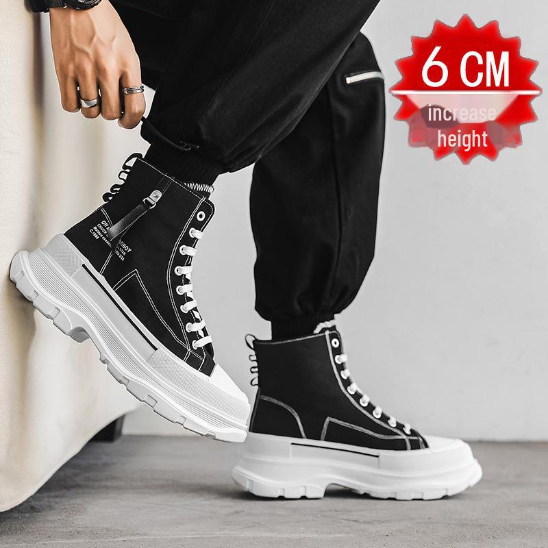 Unsichtbare, höhenverstärkende Herren-Sneaker: 12 cm High-Top, 10 cm lässiges Canvas, trendige Schuhe mit dicker Sohle, COS.