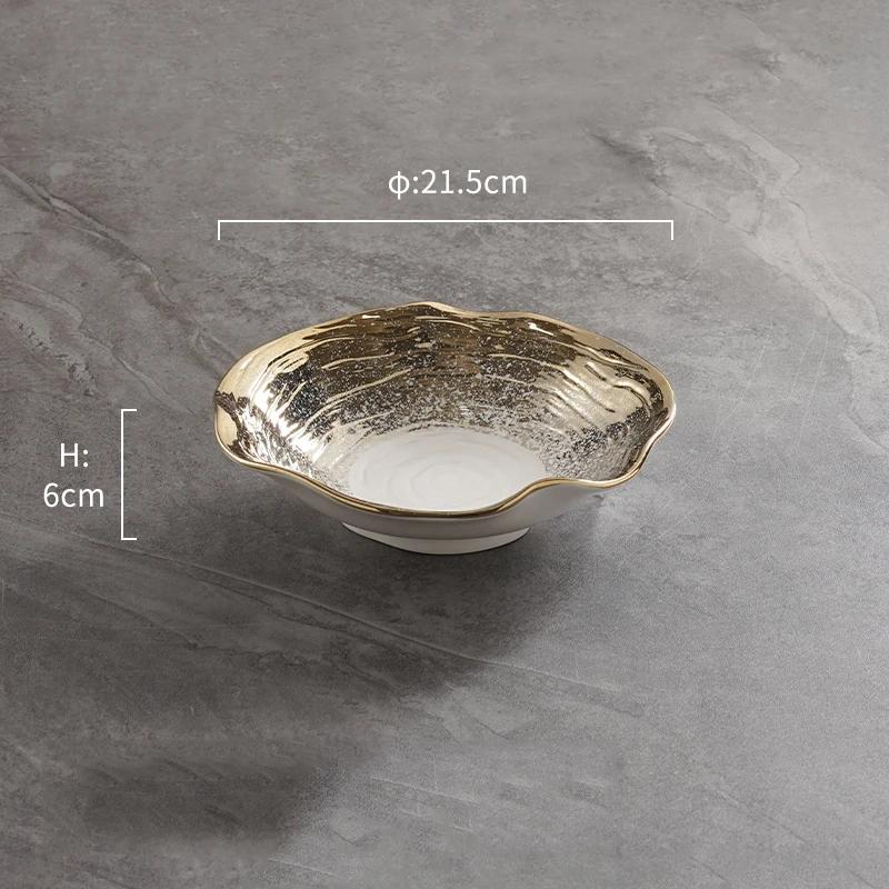 Creative Lotus Leaf Ceramic Bowls Light Luxury Restaurant Salad Dessert Bowl Retro Exquisite Fruits Plates Household Tableware