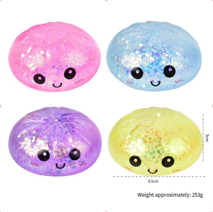 Glitter Dumpling Squishies Mystery Box - Colorful Baozi Food Squishy Sensory Fidget Toy for Anti-Stress