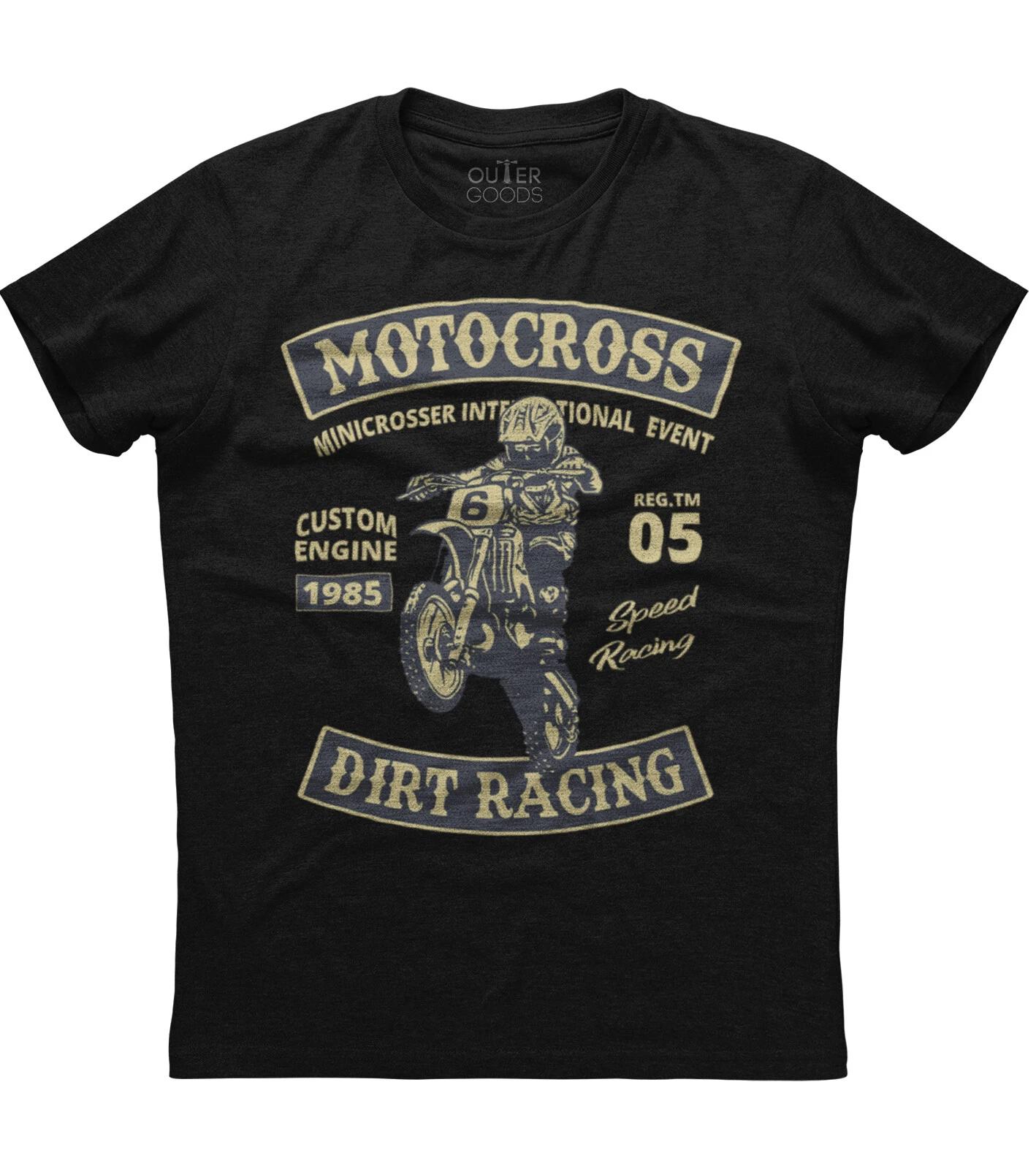 Motocross Dirt Racing Custom Engine Mens Short Sleeve New Cotton Black T-shirt L