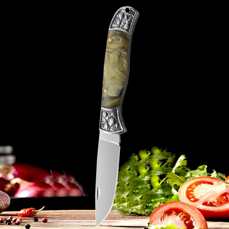 Fruit Pocket Knife Stainless Steel Folding Knife for Kitchen Cooking Chef Knife Portable Utility Knife Keychain Butcher Knife