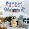 1st Birthday Photo Banner Boys Newborn to 12 Months Birthday Paper Photo Frame Monthly Milestone Bunting Decorations Baby 1st Bday Picture Banner