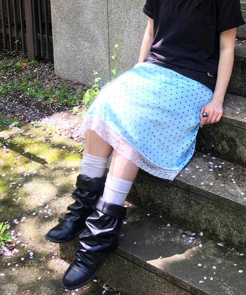 Escape From Dot Lace Point Midi Skirt [5 Colors]