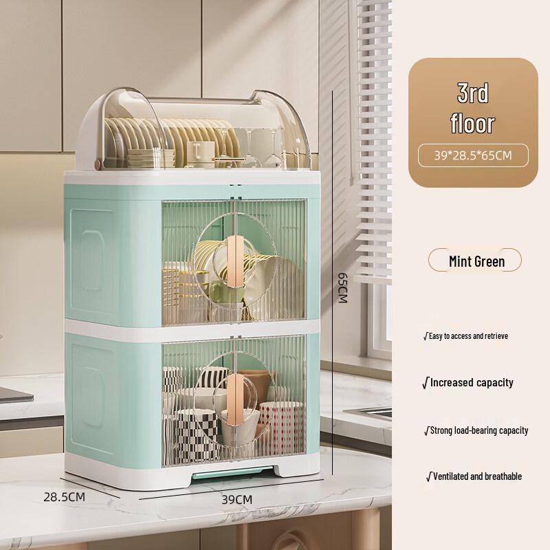 LIEI 3-Tier Lidded Dish Draining Rack