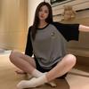 Women's Summer Cotton-Like Pajama Set: Raglan Short-Sleeve Top & Shorts with Cute Cartoon Design, Suitable for Home or Outdoor Wear