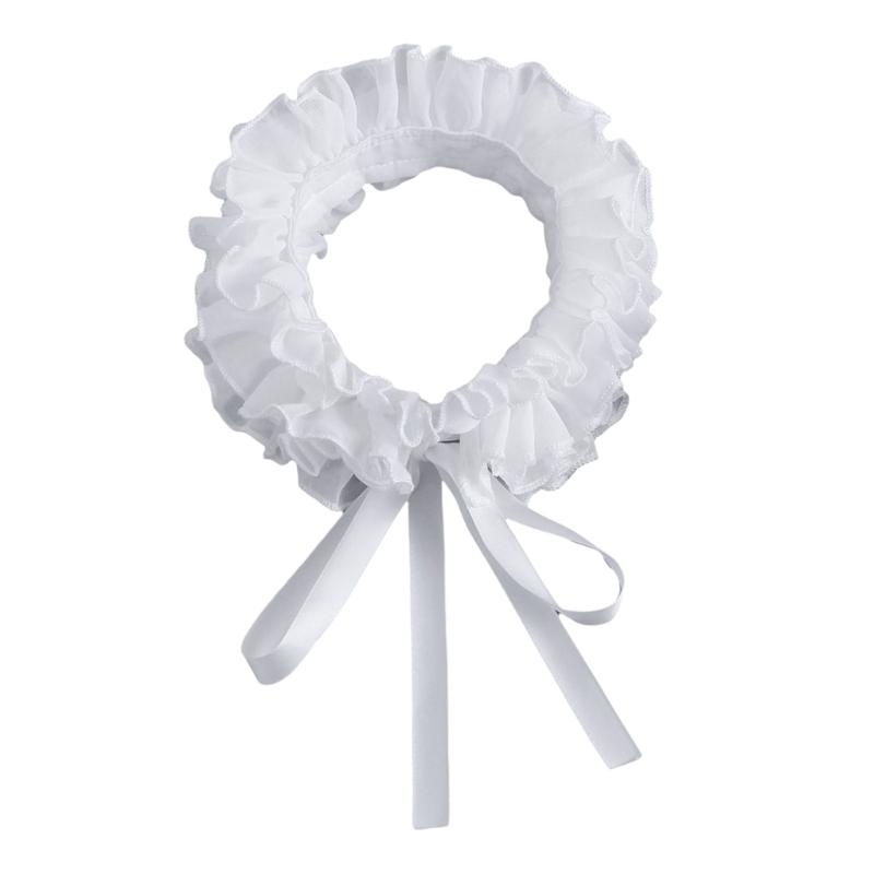 Воротник с оборками для девочек Кружевной Викторианский воротник Лацкан Средневековый Косплей Викторианский Воротник-галстук с оборками белый