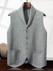 Men's Blue & Green Cashmere Vest: Button-Up Sleeveless Cardigan with Business Lapel, Casual Layering, Four-Way Stretch.