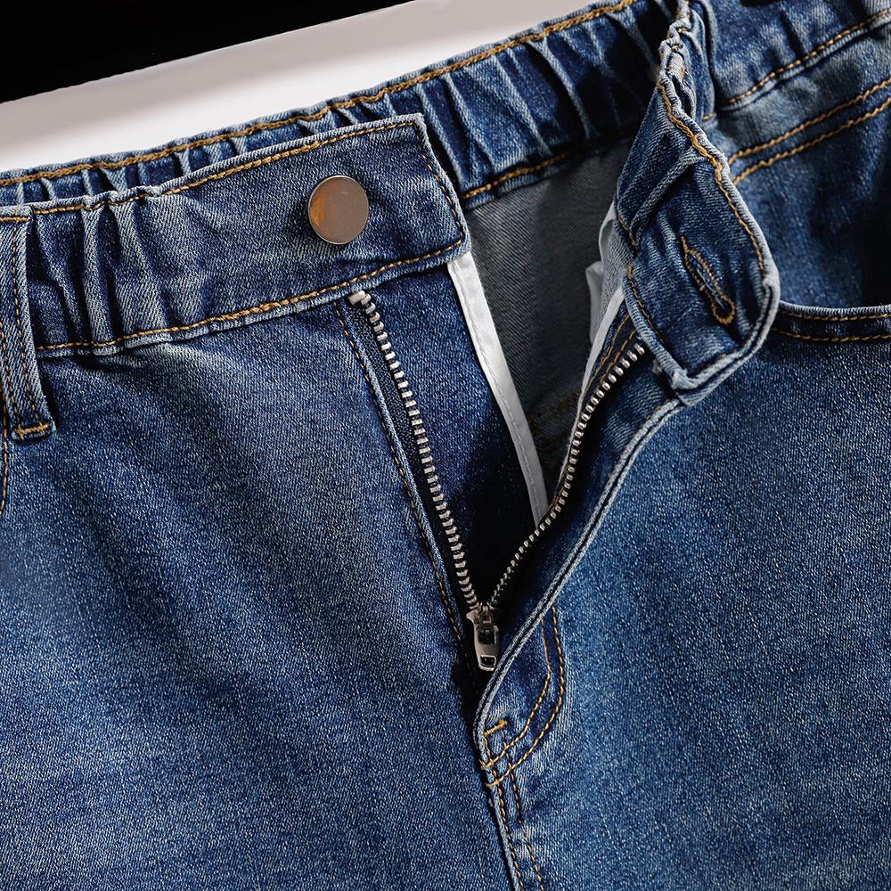DIMANAF 2026 Sommer Plus Size Damebukser Jeans Underdele Elastisk Talje Oversize Løse Denim Bomuld Ensfarvet Blå Korte Bukser