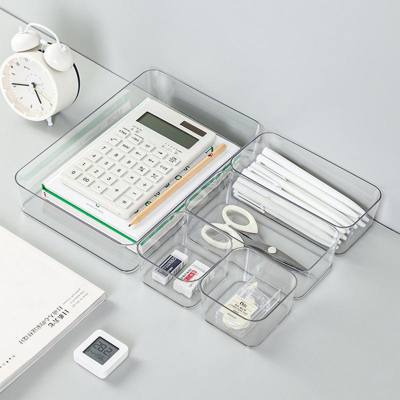25PCS Drawer Storage Box Set Transparent PET Desktop Organizer Kit Drawer Divider Storage Box for Cosmetic Student Stationery