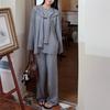 Temperament elegant knitted sweater set women's spring and autumn new loose lazy style casual top pants shawl three-piece set