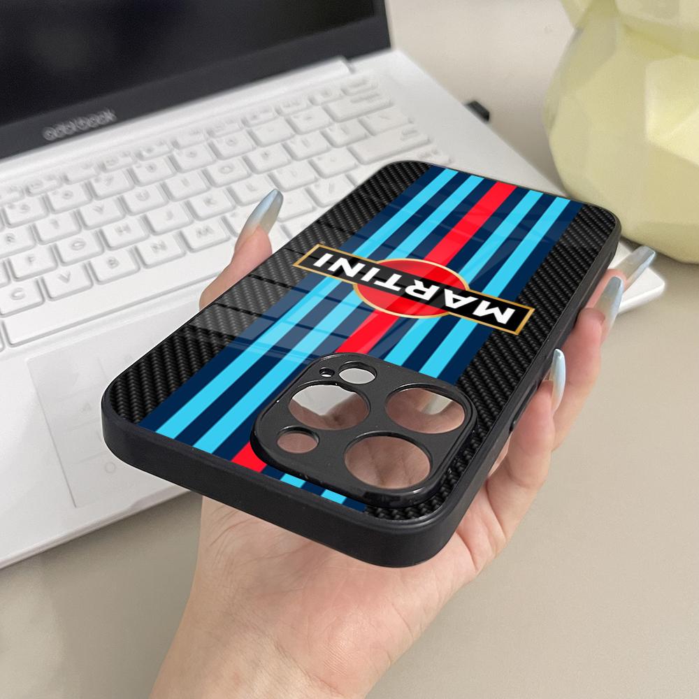 Custodia per Telefono a Strisce Orizzontali Martini Racing Vetro Per Samsung Galaxy S26 S25 S23 S24 S21 S22 S20 Ultra Fe Plus A16 Cover
