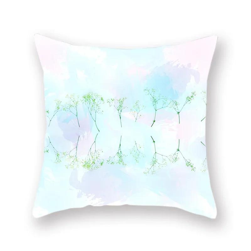 Pastoral Small Flower Pattern Polyester Throw Pillow Cover Decorative Pillowcase Floral Sofa Chair Bedroom Cushion Cover 45X45Cm