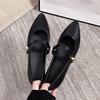 Pointed Toe Flat Shoes with Mary Jane Strap and Metallic Button Detail Slip On Design Comfortable Low Heel Casual Footwear for Women