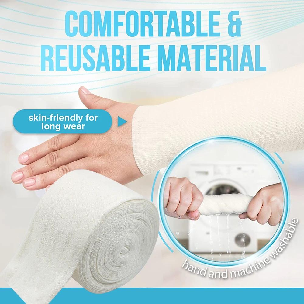 Elastische Schlauchstützbandage, 10M - Naturfarbe, Für große Knie-Stützbandage - Mittlerer Oberschenkel, Baumwoll-Elastan