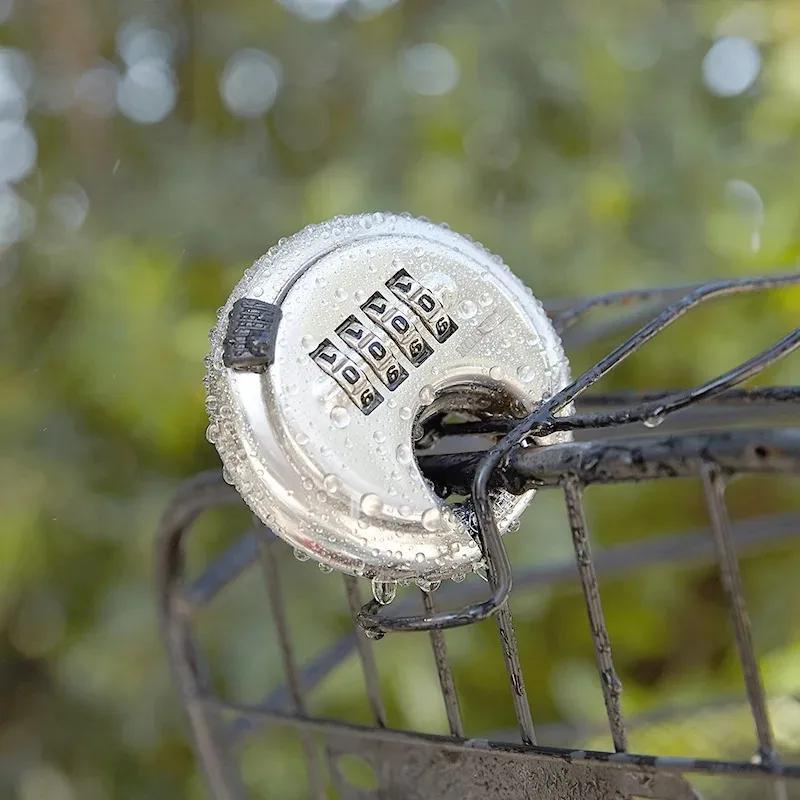 Stainless Steel Round Password Padlock Warehouse Outdoor Door Ship Container Chain Horizontal Opening Lock Anti-theft Waterproof