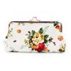 Carteira de moedas com estampa de flores para mulheres, mini bolsa de lona, porta-moedas, dinheiro, cartão, carteira, batom, fone de ouvido, chaves