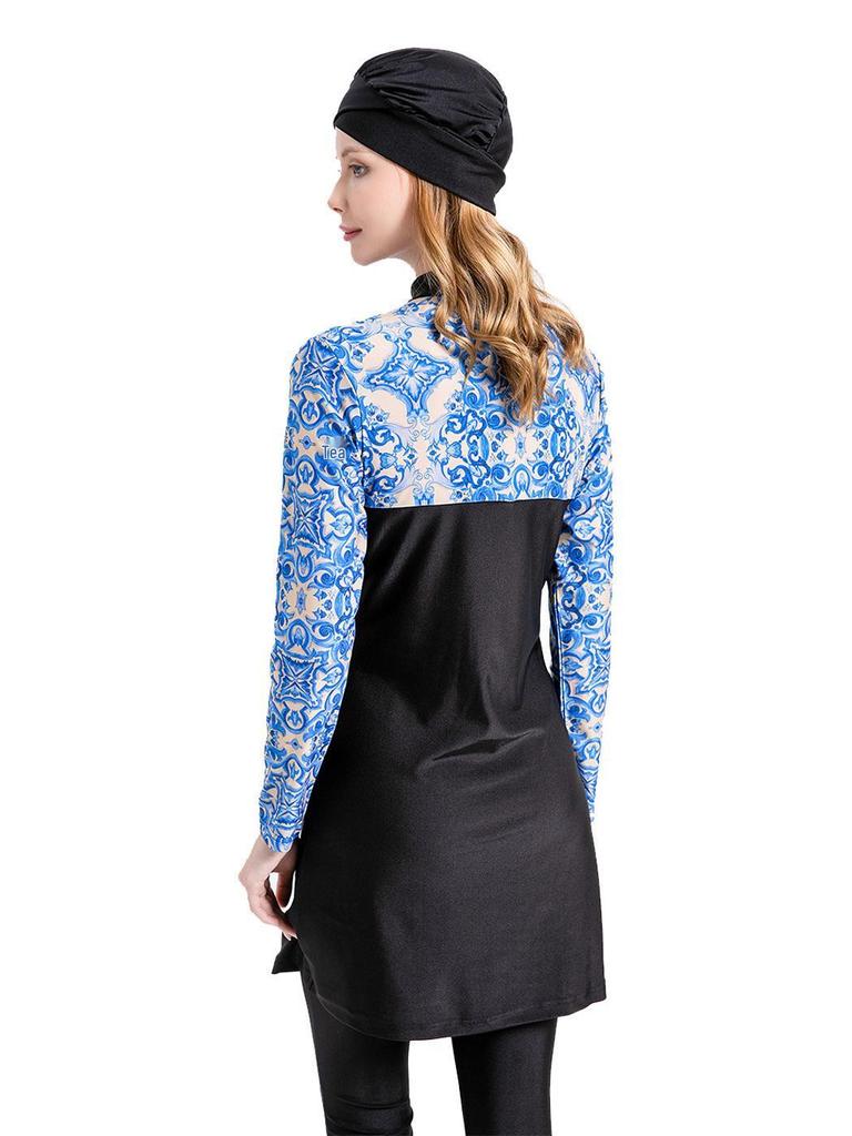 2024 Frühling Damen Dreiteiliges Bedrucktes Badebekleidungsset: Sonnenschutzmittel, Konservativ L076