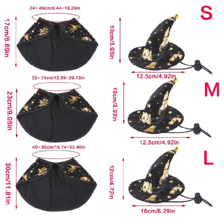 Dog Cloak Cosplay Costume Star Hat Pet Cape Dark Hat Witch Cloak