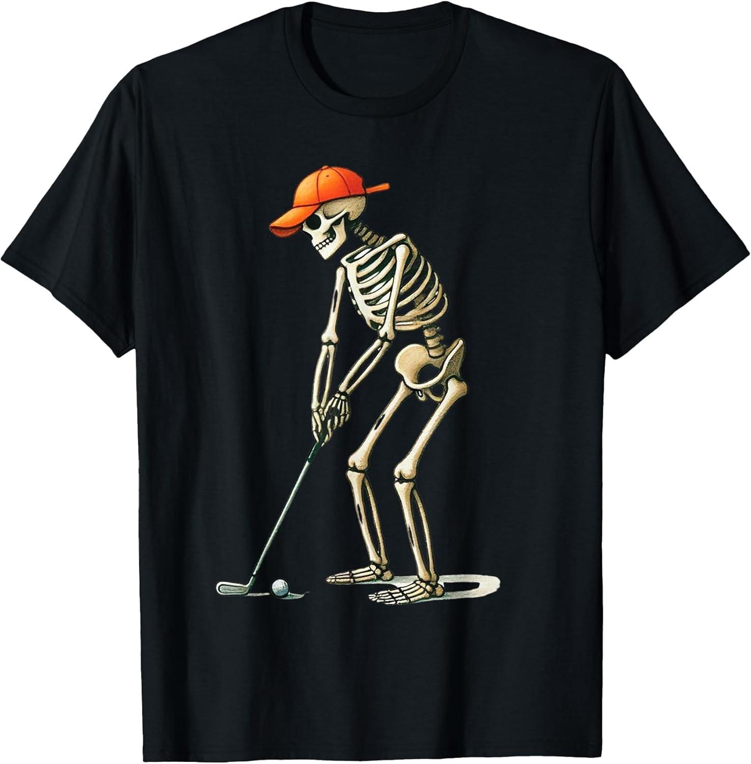 NEW LIMITED! Skeleton Golf Halloween Golfer Golf Player Funny Tee - MADE IN USA S разноцветный