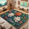 Floral Garden Theme Crystal Velvet Floor Rug Personalized Custom Name Text Warm Carpet Home Decoration