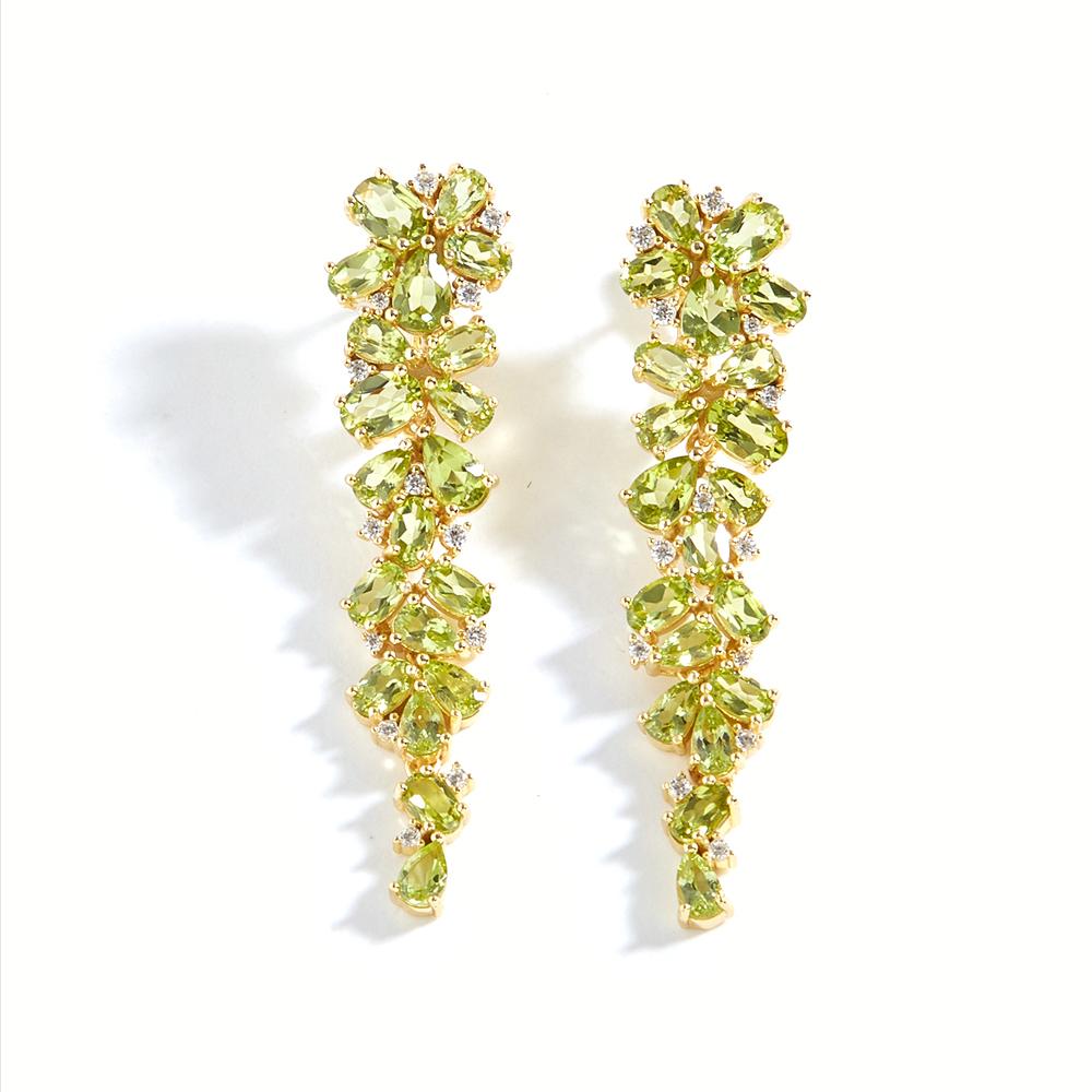 925 sterling silver women's Long party earrings natural Peridot Leaf shape design Romantic fine jewelry for engagement gifts