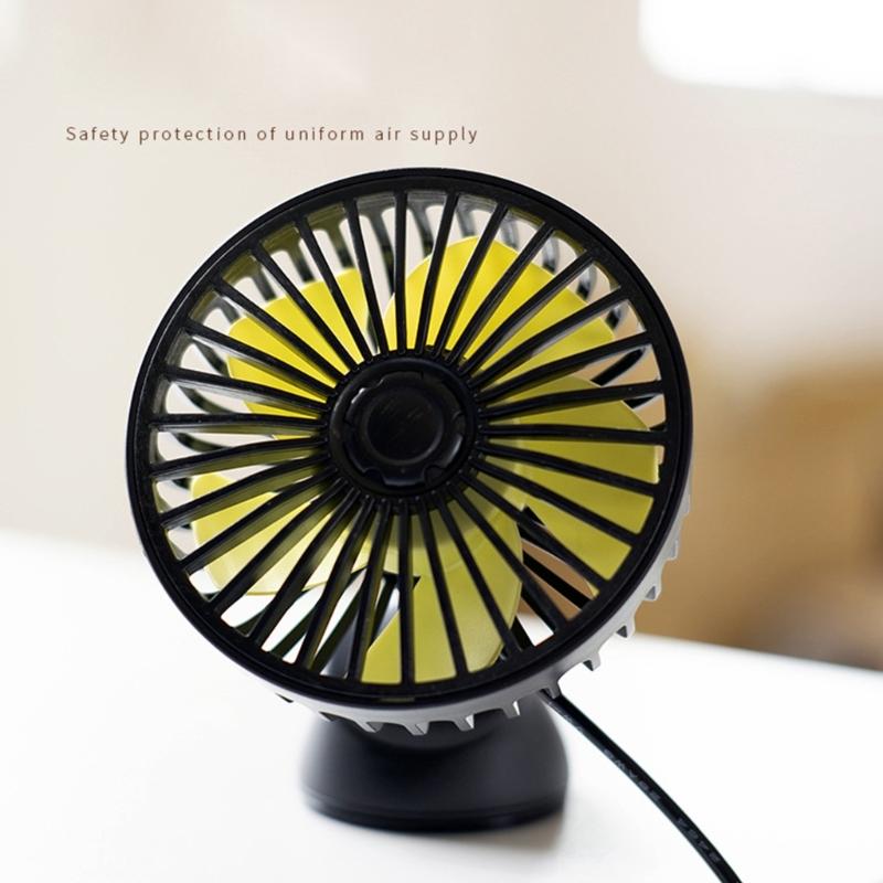 Car USB Clip Fan with 360 Degree Rotation & Strong ABS Suction Cup Portable Auto Suction Cup Fan for Vehicle Cooling