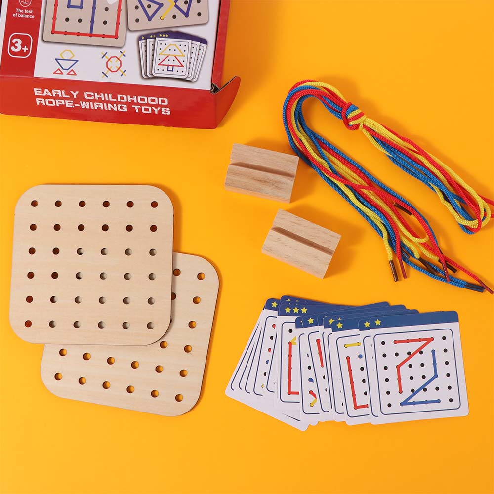 Creativity Montessori Wooden Rope Board Thinking Training Wooden Threading Rope Board  Social Games