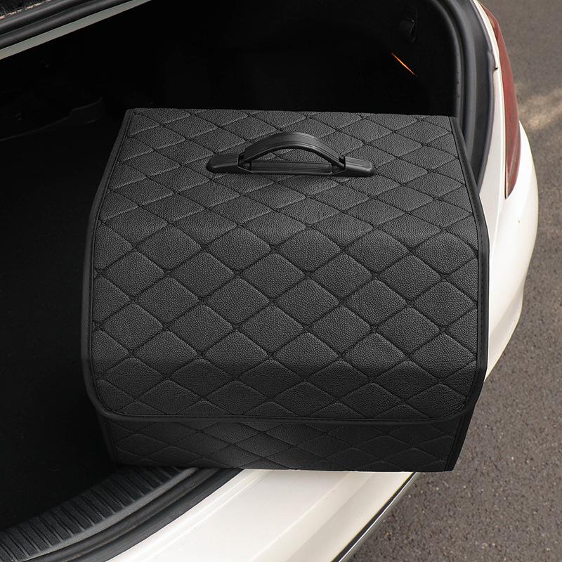 Car Trunk Organizer Box, Large Capacity, Auto Multiuse Tools, Storage Bag, Stowing, Tidying, Leather, Folding for Emergency