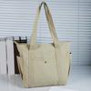 Damen Canvas Umhängetasche Schwerlast Arbeits-Tote mit Seitentaschen Reißverschluss Handtasche für Reise Shopping Pendeln Fitnessstudio