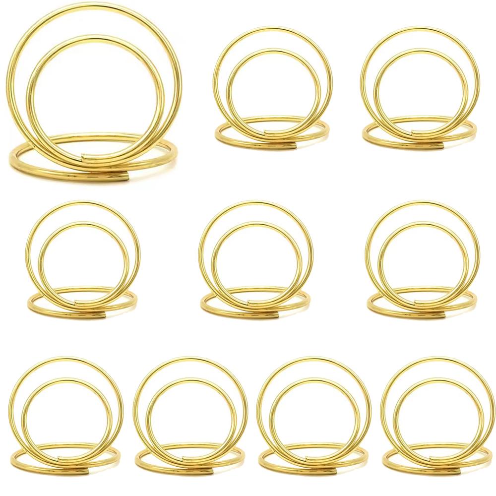 10Pcs Table Number Holder Round Shape Picture Cards Display Stand Stands Name Labels Photos Clips for Wedding Anniversary Party
