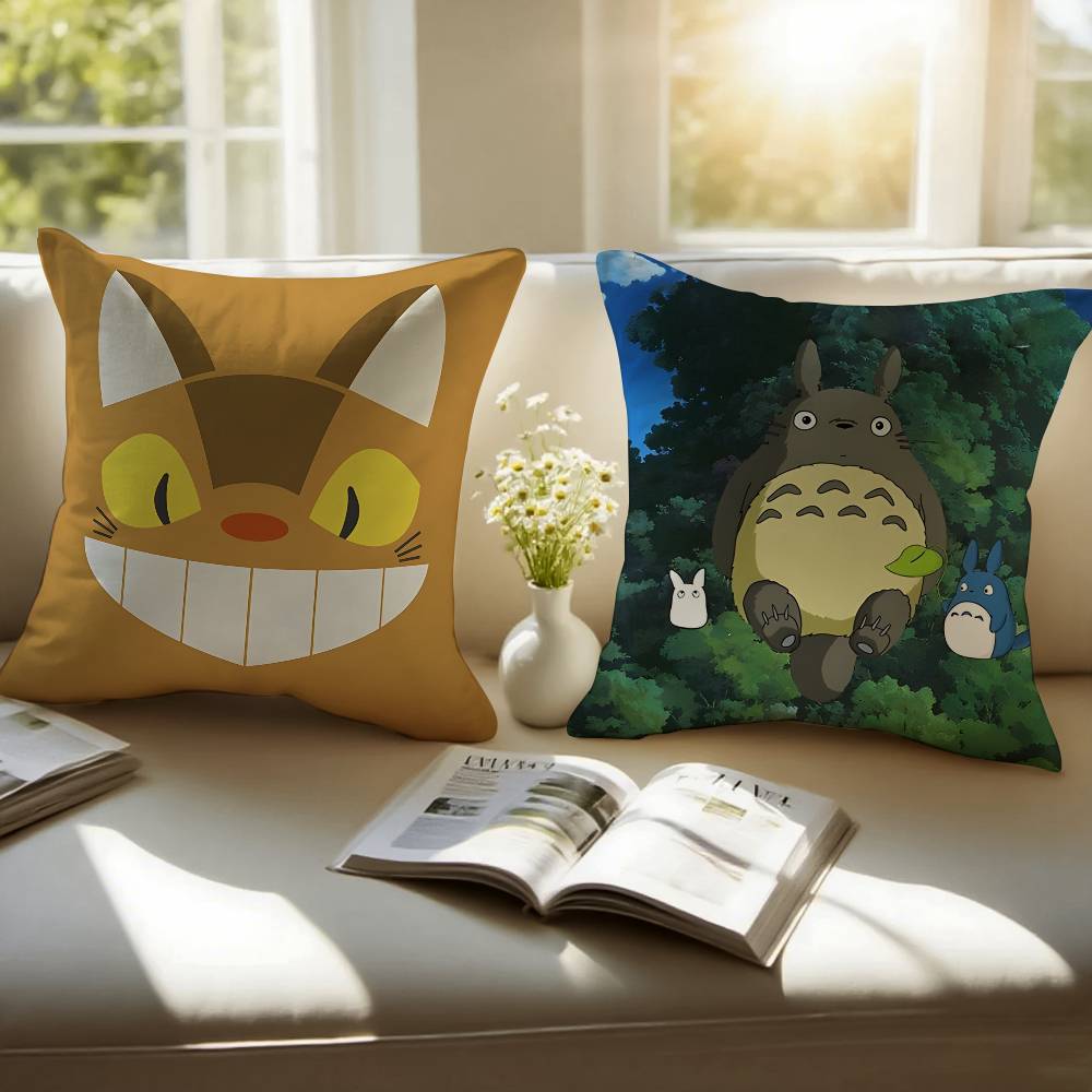 Animei My N-NeighborS T-Totoro Pillow Case Anti-dustmite Pillowcase Invisible Zipper Silky Short Plush Sofa Cushion Cover