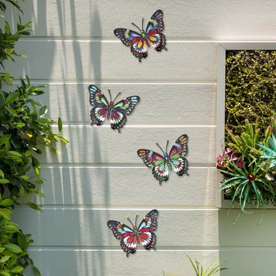 4Pcs Metal 3D Butterfly Wall Stickers Home Room Decor Butterflies For Wedding Garden Decoration Iron Butterflies Wall Art Decor